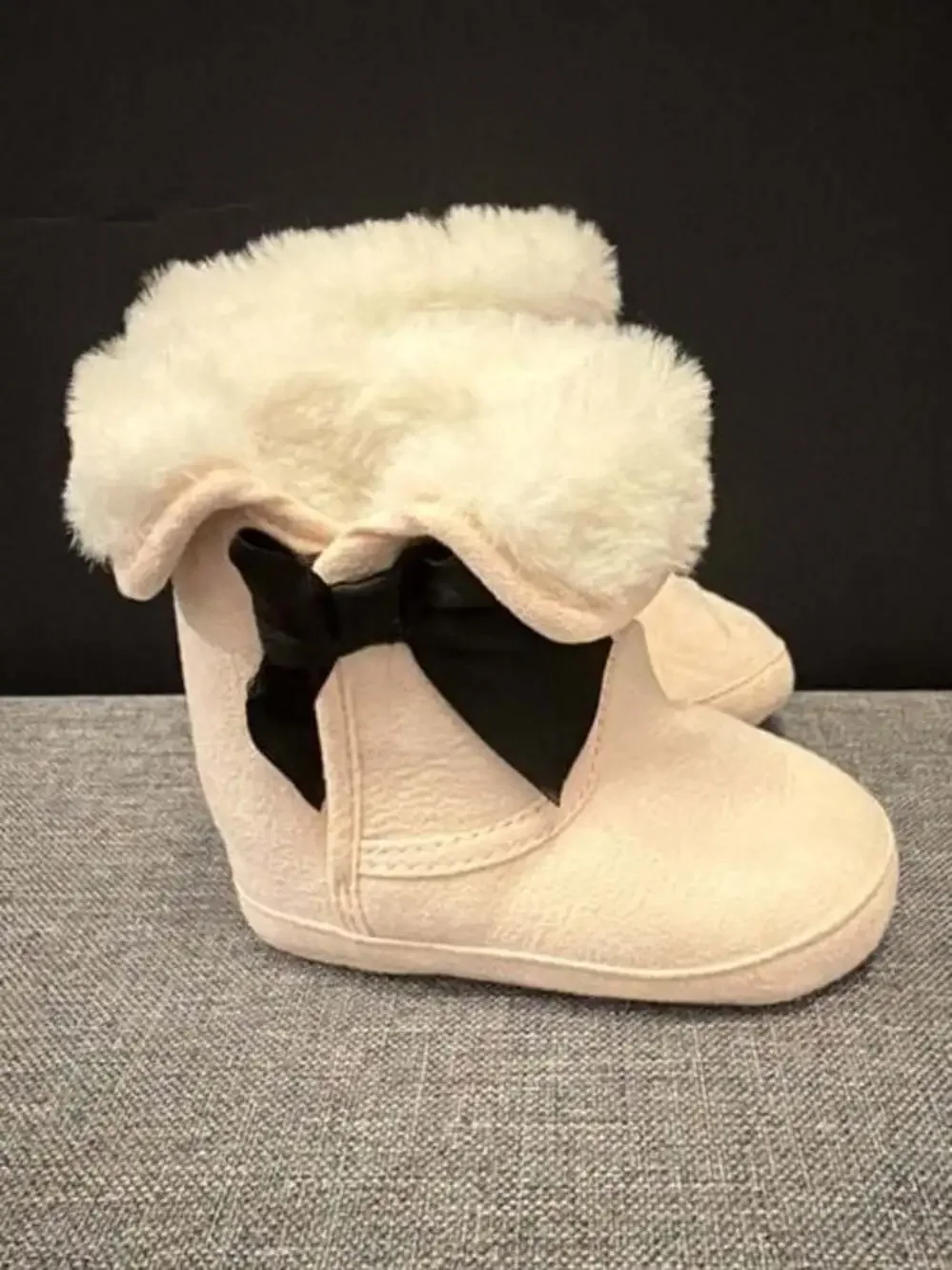 Kate Spade New York Baby Girl Fur-Lined Suede Booties with Bow